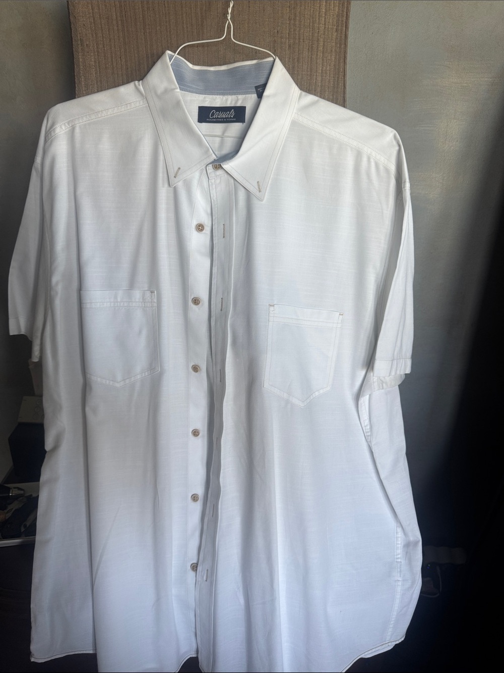 Roundtree & Yorke White Short-Sleeve Button-Down Shirt
